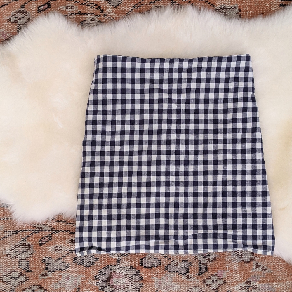 Navy+White Gingham Mini Skirt by Express